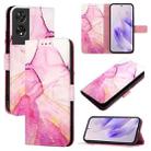 For TCL 505 PT003 Marble Pattern Flip Leather Phone Case(Pink Purple Gold) - 1