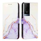 For TCL 50XE 5G PT003 Marble Pattern Flip Leather Phone Case(White Purple) - 2