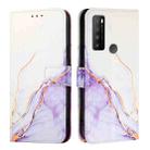 For TCL 30 XL T701DL PT003 Marble Pattern Flip Leather Phone Case(White Purple) - 2