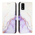 For TCL 30T T603DL PT003 Marble Pattern Flip Leather Phone Case(White Purple) - 2