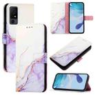 For TCL 40 XL / TCL 40 T T608DL PT003 Marble Pattern Flip Leather Phone Case(White Purple) - 1