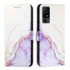 For TCL 40 XL / TCL 40 T T608DL PT003 Marble Pattern Flip Leather Phone Case(White Purple) - 2