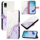 For TCL 30Z T602DL PT003 Marble Pattern Flip Leather Phone Case(White Purple) - 1