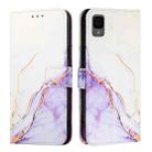 For TCL 30Z T602DL PT003 Marble Pattern Flip Leather Phone Case(White Purple) - 2
