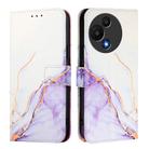 For TCL 605 / 6SE PT003 Marble Pattern Flip Leather Phone Case(White Purple) - 2