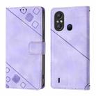 For Itel A58 / A49 Skin Feel Embossed Leather Phone Case(Light Purple) - 2