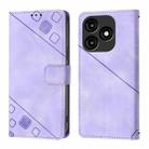 For Itel A70 Skin Feel Embossed Leather Phone Case(Light Purple) - 2