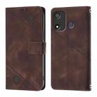 For Itel P17 / A27 Skin Feel Embossed Leather Phone Case(Brown) - 2