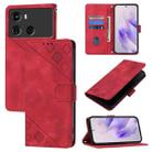 For Itel P40 Skin Feel Embossed Leather Phone Case(Red) - 1