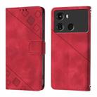 For Itel P40 Skin Feel Embossed Leather Phone Case(Red) - 2