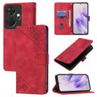 For Itel P55+ Skin Feel Embossed Leather Phone Case(Red) - 1