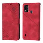 For Itel A48 Skin Feel Embossed Leather Phone Case(Red) - 3