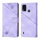 For Itel A48 Skin Feel Embossed Leather Phone Case(Light Purple) - 3