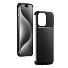 For iPhone 15 Pro Aluminum Alloy Aromatherapy Wood Grain Phone Case(Black) - 1