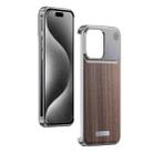 For iPhone 15 Pro Aluminum Alloy Aromatherapy Wood Grain Phone Case(Grey) - 1