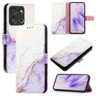 For itel A05s PT003 Marble Pattern Flip Leather Phone Case(White Purple) - 1