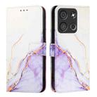 For itel A05s PT003 Marble Pattern Flip Leather Phone Case(White Purple) - 2