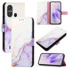 For itel A58 / A49 PT003 Marble Pattern Flip Leather Phone Case(White Purple) - 1