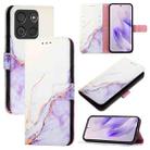 For itel A60 / A60s PT003 Marble Pattern Flip Leather Phone Case(White Purple) - 1