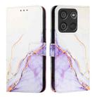 For itel A60 / A60s PT003 Marble Pattern Flip Leather Phone Case(White Purple) - 2