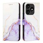 For itel A70 PT003 Marble Pattern Flip Leather Phone Case(White Purple) - 2