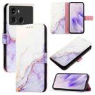 For itel P40 PT003 Marble Pattern Flip Leather Phone Case(White Purple) - 1