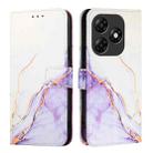 For itel P55 4G PT003 Marble Pattern Flip Leather Phone Case(White Purple) - 2