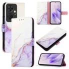 For itel P55+ PT003 Marble Pattern Flip Leather Phone Case(White Purple) - 1