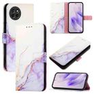 For itel S23 S665L PT003 Marble Pattern Flip Leather Phone Case(White Purple) - 1