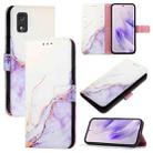 For itel A23 Pro / A17 / Tecno Pop 5c PT003 Marble Pattern Flip Leather Phone Case(White Purple) - 1