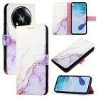 For itel RS4 S666LN PT003 Marble Pattern Flip Leather Phone Case(White Purple) - 1