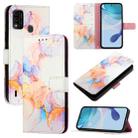 For itel A48 PT003 Marble Pattern Flip Leather Phone Case(Galaxy Marble White) - 1