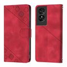 For TCL 50 SE Skin Feel Embossed Leather Phone Case(Red) - 2