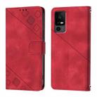 For TCL 40 R 5G Skin Feel Embossed Leather Phone Case(Red) - 2