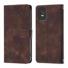 For TCL 403 Skin Feel Embossed Leather Phone Case(Brown) - 2
