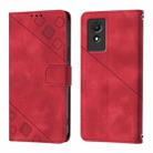 For TCL 501 Skin Feel Embossed Leather Phone Case(Red) - 2