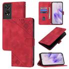 For TCL 505 Skin Feel Embossed Leather Phone Case(Red) - 1