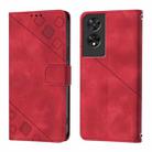 For TCL 505 Skin Feel Embossed Leather Phone Case(Red) - 2