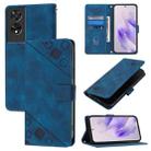 For TCL 505 Skin Feel Embossed Leather Phone Case(Blue) - 1