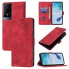 For TCL 50 XE Skin Feel Embossed Leather Phone Case(Red) - 1