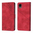 For TCL 30Z T602DL Skin Feel Embossed Leather Phone Case(Red) - 3