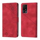 For TCL 40 XL / 40 T T608DL Skin Feel Embossed Leather Phone Case(Red) - 3