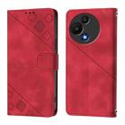 For TCL 60 SE NxtPaper / 605 Skin Feel Embossed Leather Phone Case(Red) - 2