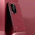 For Honor 200 Pro Plain Leather PC Phone Case(Wine Red) - 1