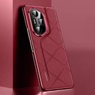 For Honor 300 Pro Plain Leather PC Phone Case(Wine Red) - 1