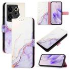 For Tecno Camon 20 Premier 5G CK9N PT003 Marble Pattern Flip Leather Phone Case(White Purple) - 1