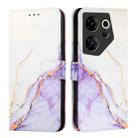 For Tecno Camon 20 Premier 5G CK9N PT003 Marble Pattern Flip Leather Phone Case(White Purple) - 2