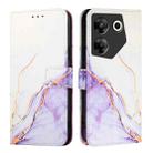 For Tecno Camon 20 Pro 5G PT003 Marble Pattern Flip Leather Phone Case(White Purple) - 2