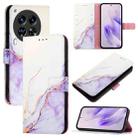 For Tecno Camon 30 Premier 5G PT003 Marble Pattern Flip Leather Phone Case(White Purple) - 1