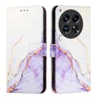 For Tecno Camon 30 Premier 5G PT003 Marble Pattern Flip Leather Phone Case(White Purple) - 2